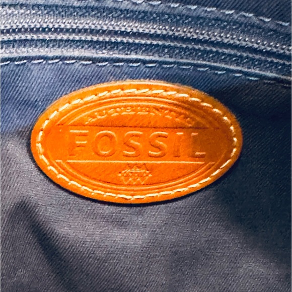 🌟2xHP🌟VTG 1990s Fossil Tan & Navy Passport Style Polka Dot Canvas Crossbody - Picture 8 of 15